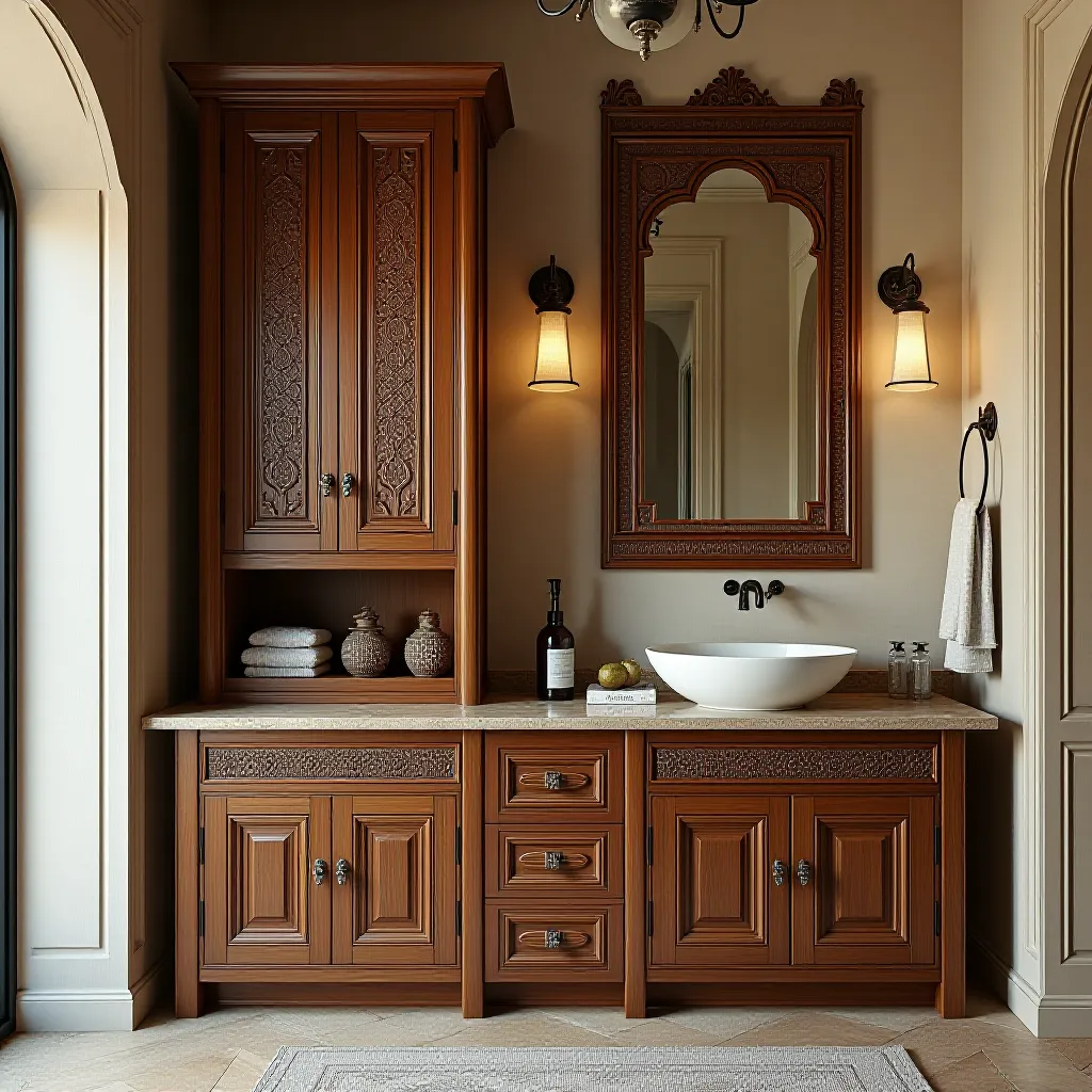 Hand-carved wooden cabinets