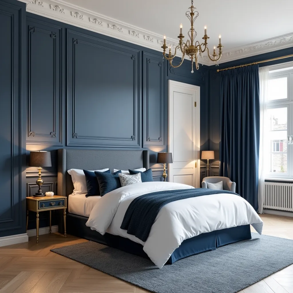 Navy Blue and White Bedroom Wall color