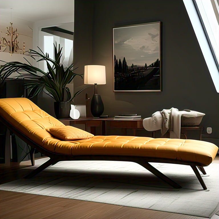 A cozy corner with a chaise lounge