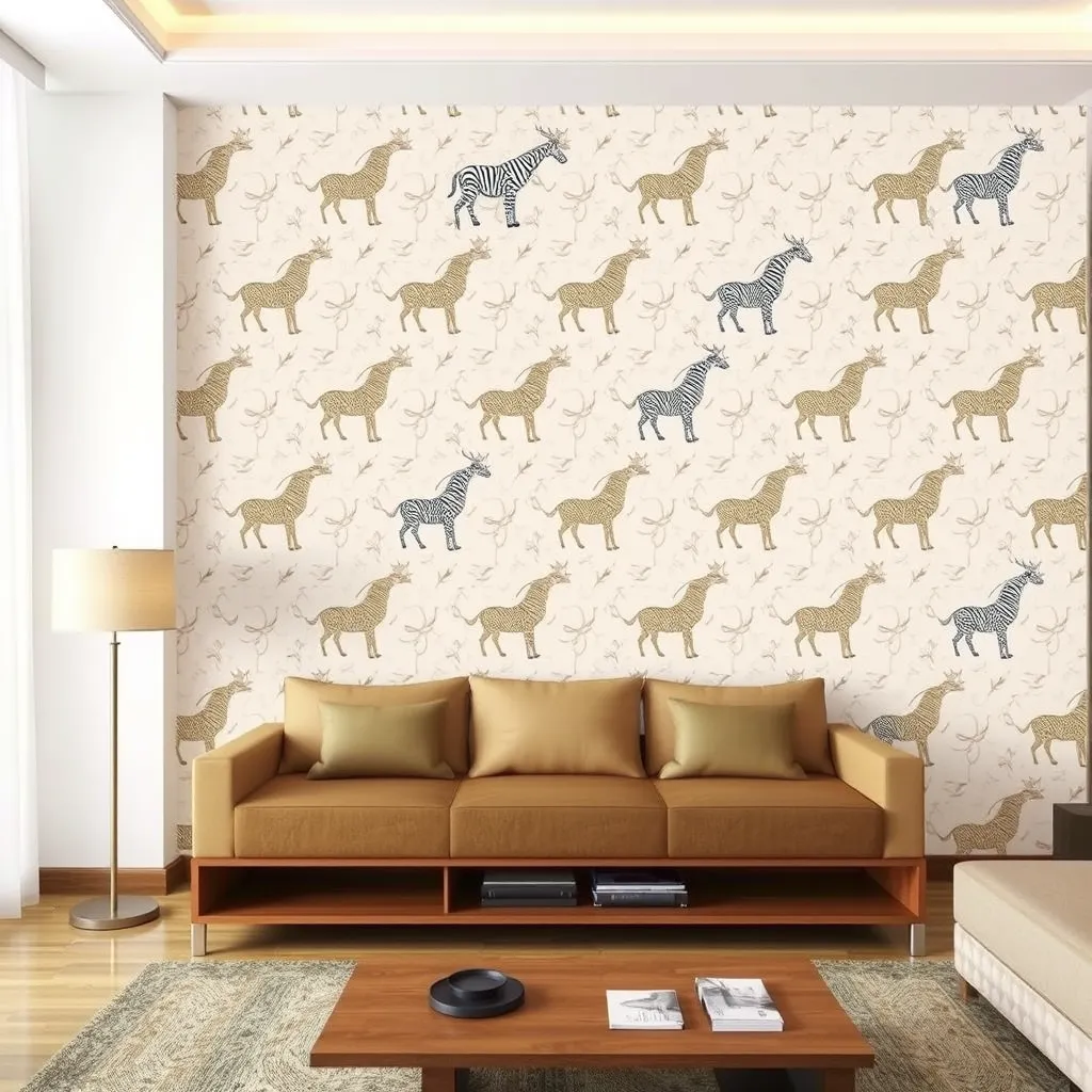 Animal motifs wallpaper living room
