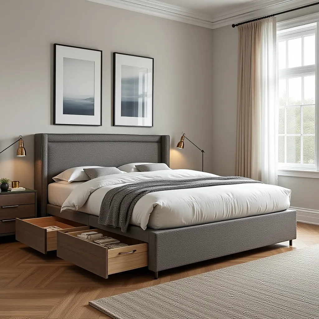 bed frames with storage drawers