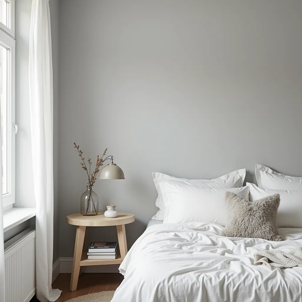 Gentle Gray and White bedroom wall