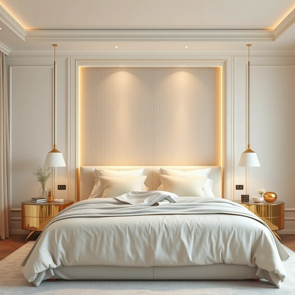 Gold with Off-White Accessories bedroom color