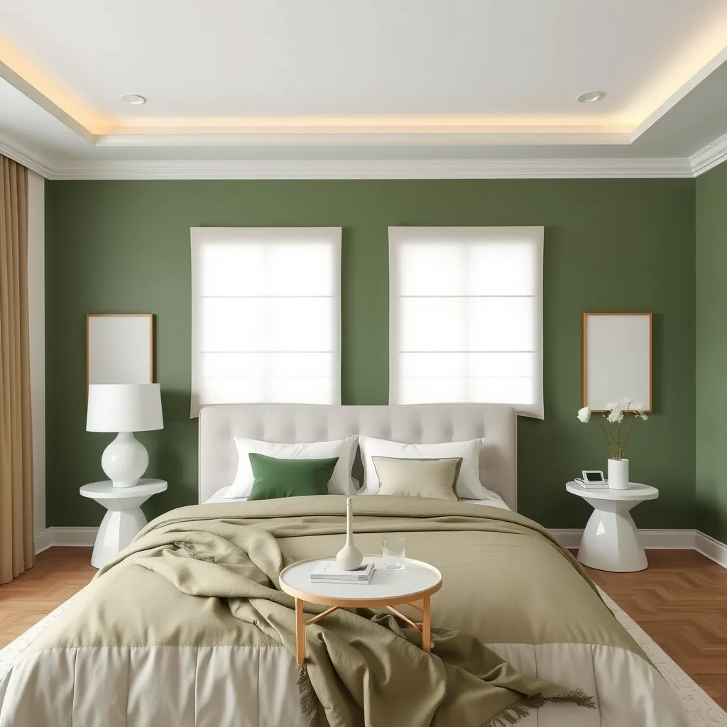 Green with Off-White Accessories bedroom wall color