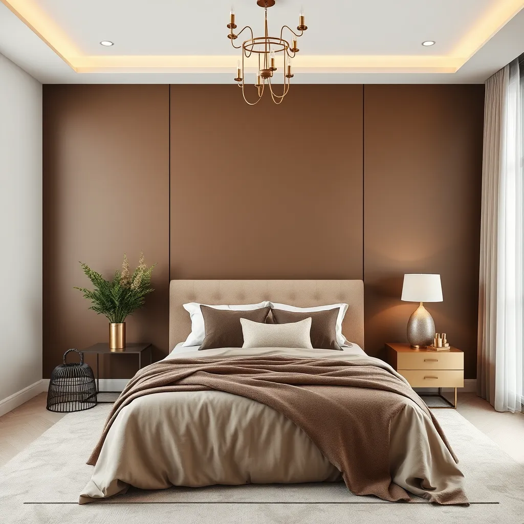 Mocha Walls with gold bedroom color
