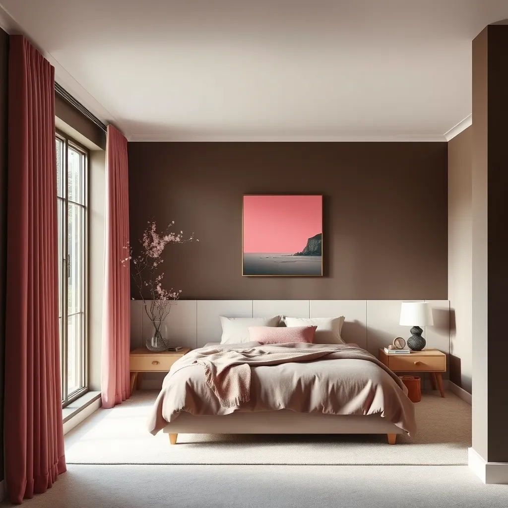 Mocha Walls with pink bedroom wall color