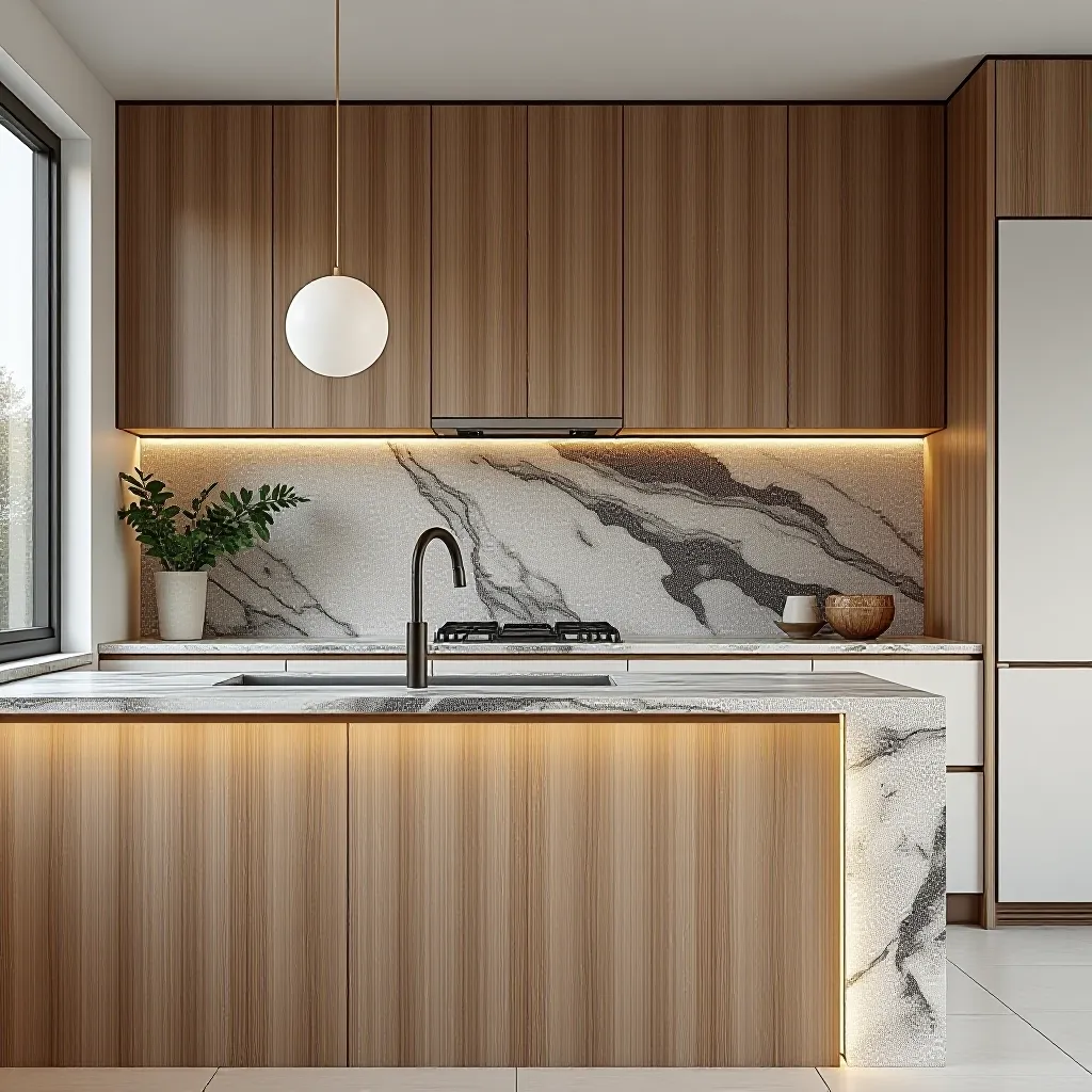 quartz countertops and particle board cabinetry Patterns and Textures